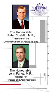 Images of the Treasurer Peter Costello, and Minister for Finance and Administration, John Fahey