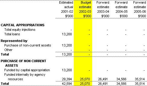 Table 3.4: Agency Capital Budget Statement