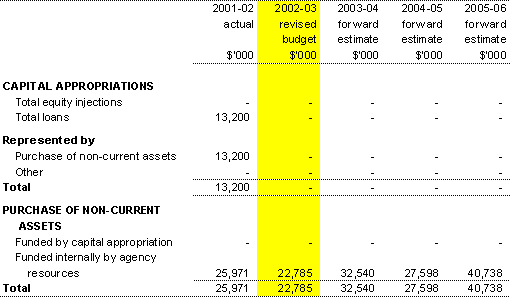 Table 3.4: Agency capital budget statement