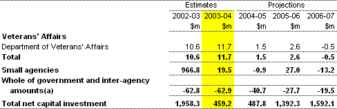 Table A3: Net capital investment by agency (continued)