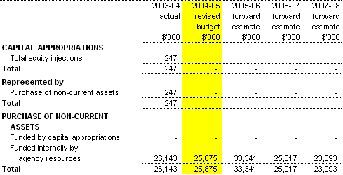 Table 3.4:  Agency capital budget statement
