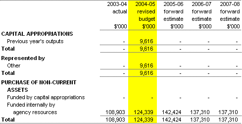 Table 3.4:  Agency capital budget statement
