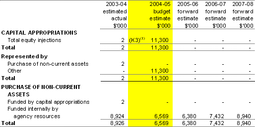 Table 3.4: Agency Capital Budget Statement