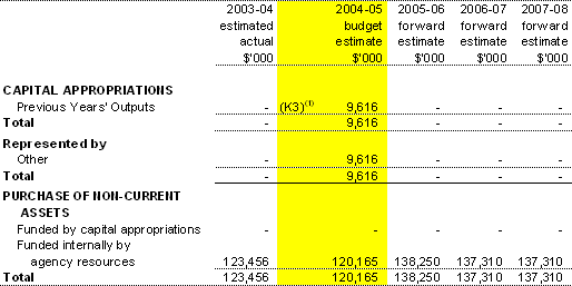 Table 3.4: Agency Capital Budget Statement