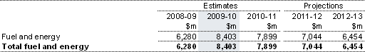  Table&nbsp;12: Summary of expenses — fuel and energy