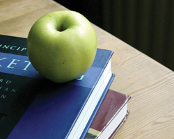 Image: apple on books