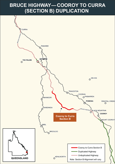 Map: Bruce Hwy Cooroy to Curra