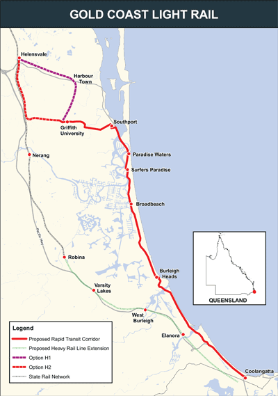 Map: Gold Coast Light Rail