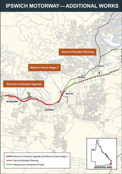 Map: Ipswich Motorway Additional Works