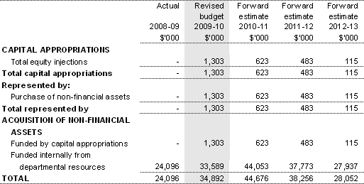 Table 3.2.5: Departmental capital budget statement