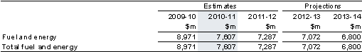 Table&nbsp;12: Summary of expenses — fuel and energy