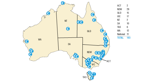 Chart: Locations of Australian Government's health reform consultations