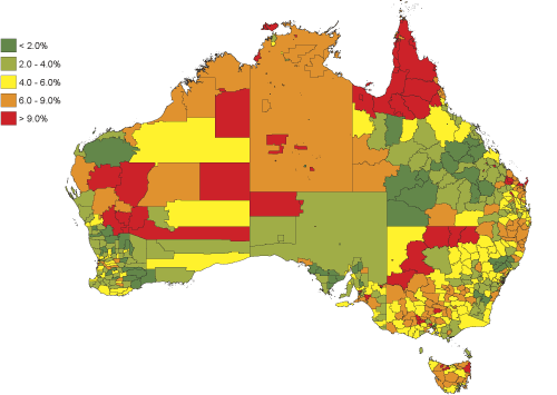 Photo: Map of Unemployment rates by region, September 2010