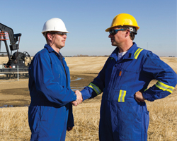 Image: Two workers shaking hands