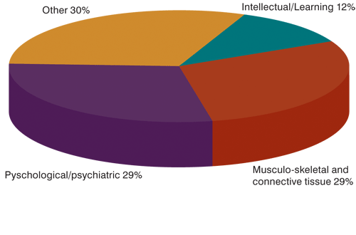 Chart: DSP recipients by primary medical condition (major categories) 