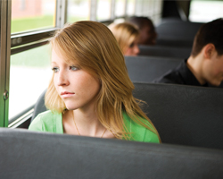 Image: Young woman on public transport