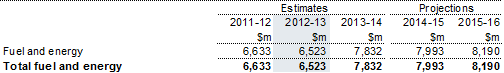 able 12: Summary of expenses — fuel and energy