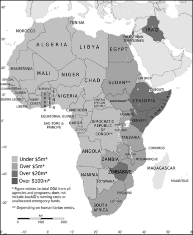 Estimated ODA to Africa and the Middle East in 2012-13: $465.0 million