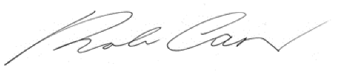 Signature of Bob Car, Minister for Foreign Affairs