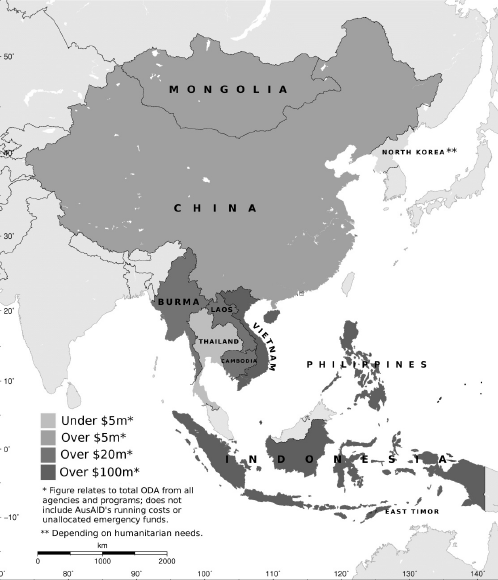 Estimated ODA to East Asia in 2012-13: $1,321.2 million