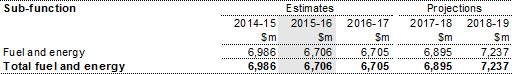 Table 12: Summary of expenses — fuel and energy