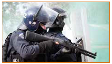 Photo of armed security police.
