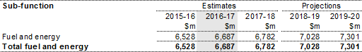 Table 12: Summary of expenses — fuel and energy